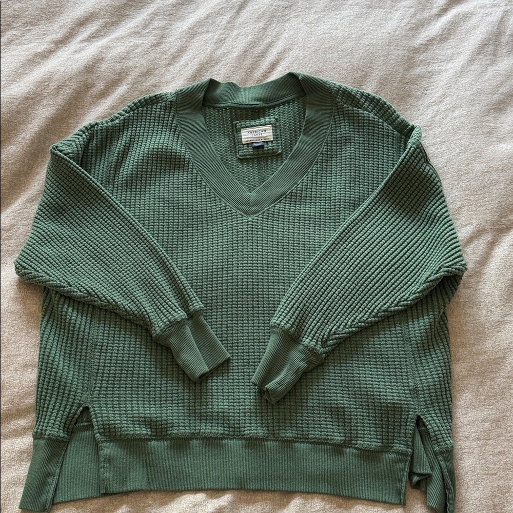 American Eagle Outfitters Textured Green Sweater